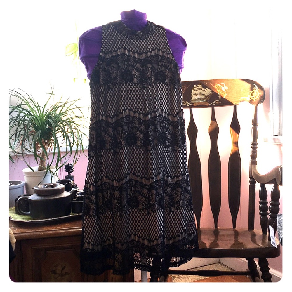 High neck lace dress